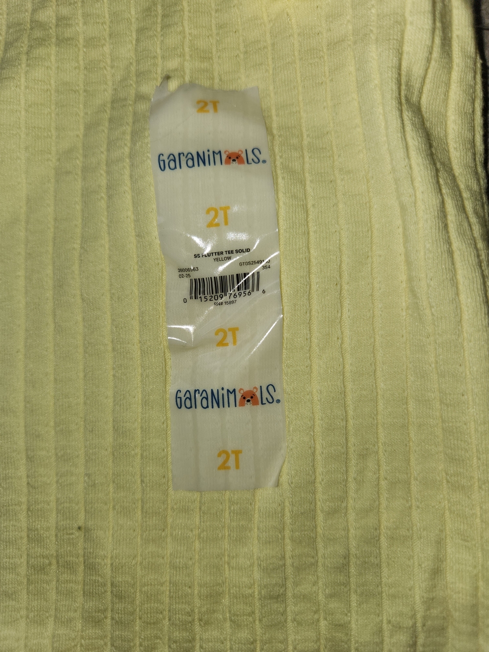 Garanimals Yellow Ribbed Ruffle Tank Top - Picture 2 of 2